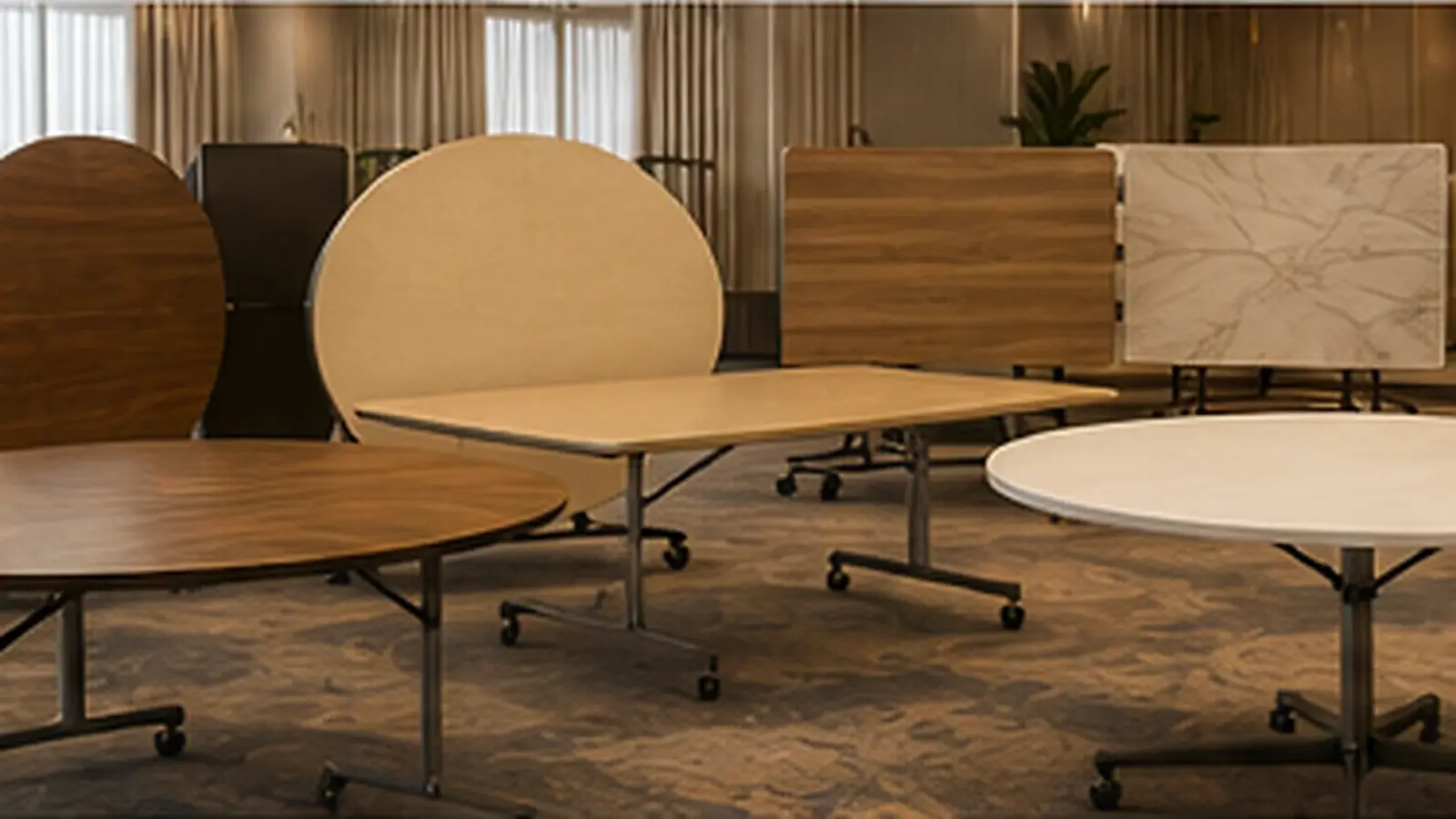 Professional banquet table shapes and sizes for hotel event spaces